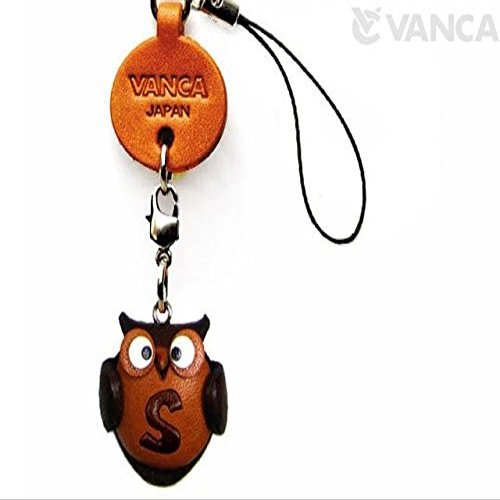 Alphabet Owl S Leather Animal Mobile/Cellphone Charm VANCA Craft-Collectible Cute Mascot Made in Japan