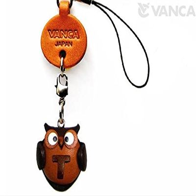 Vanca.com Alphabet Owl T Leather Animal mobile/Cellphone Charm VANCA CRAFT-Collectible Cute Mascot Made in Japan