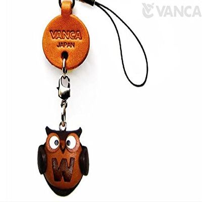 Vanca.com Alphabet Owl W Leather Animal mobile/Cellphone Charm VANCA CRAFT-Collectible Cute Mascot Made in Japan