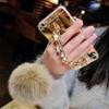 Case for Galaxy A8,Fluffy Pom-pom Ball Hairy Fur Pearl Diamond Rhinestone Hand Chain Holder Bracelet Shiny Reflective Mirror Case for Samsung Galaxy A8 (Star Gold) view 2