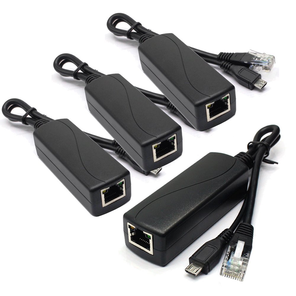 ANVISION 4-Pack Active 5V 2.4A PoE Splitter Adapter IEEE 802.3af Compliant Micro USB 48V to 5V/2.4A, for Tablets, Dropcam or Raspberry Pi, IPC, IP Camera and More
