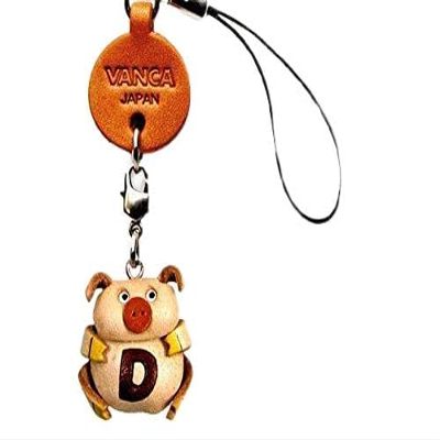 Vanca.com Alphabet Pig D Leather Animal mobile/Cellphone Charm VANCA CRAFT-Collectible Cute Mascot Made in Japan