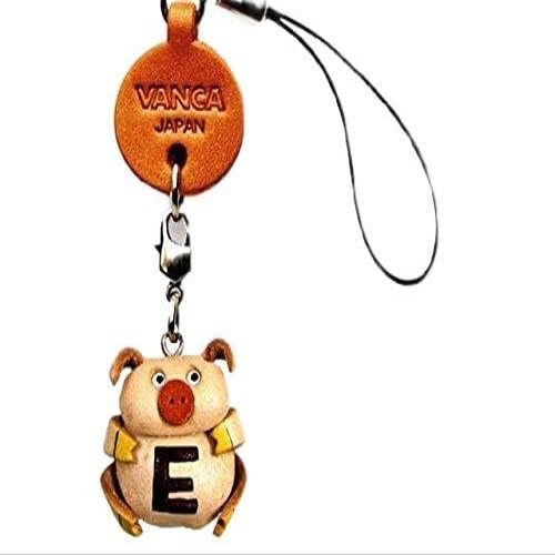 Alphabet Pig E Leather Animal Mobile/Cellphone Charm VANCA Craft-Collectible Cute Mascot Made in Japan