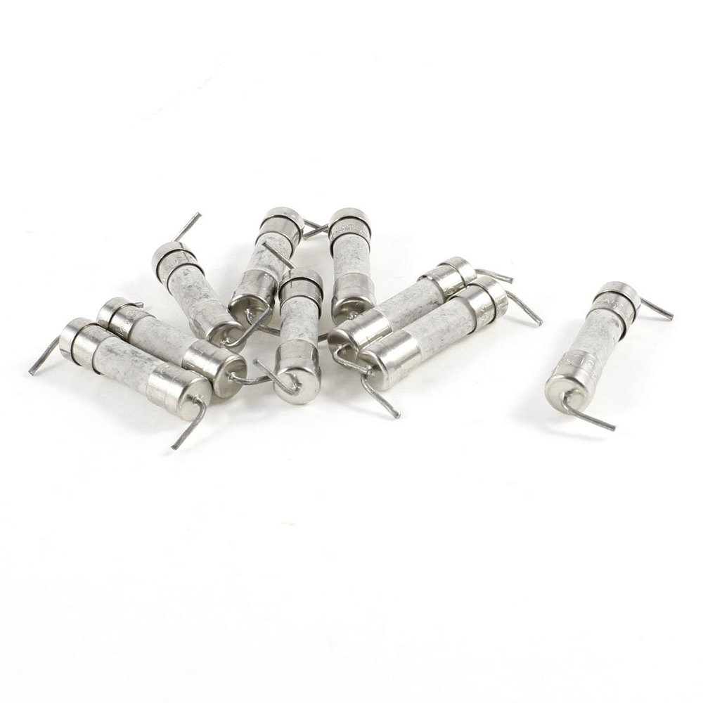 Aexit 21mm x Fuses 6mm 8A 250V Wire Leads Fast Blow Cylindrical Ceramic Fuse Cartridge Fuses 10 Pcs