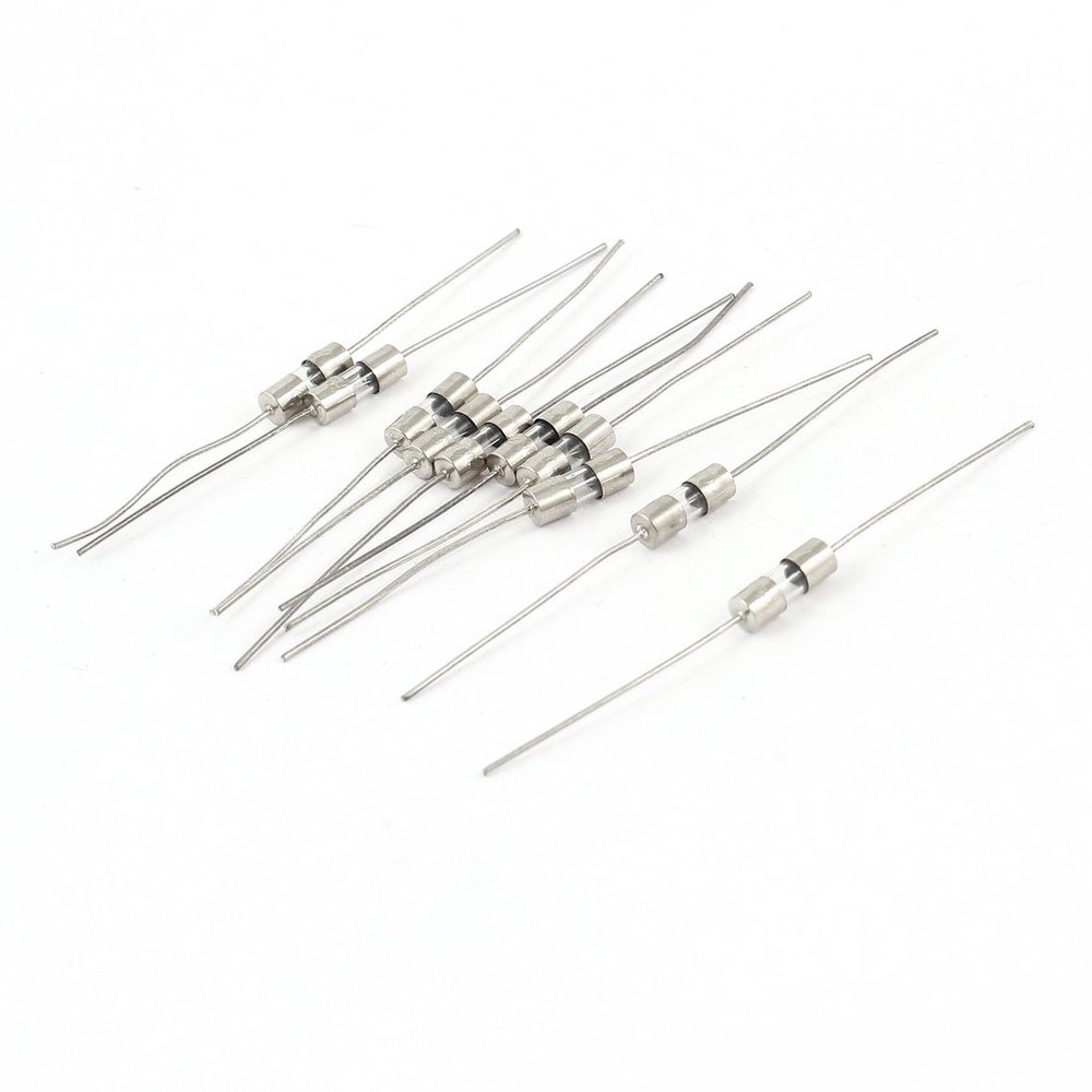 Aexit 10 Pcs Fuses 3mm x 10mm axia-l Leads Fast Acting Glass Fuses Tube Cartridge Fuses 5Amp 250V
