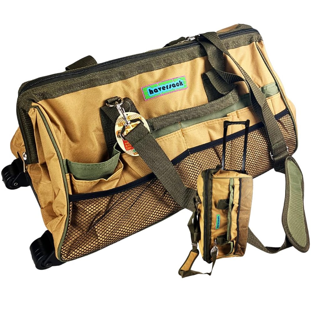 RAVEN 24" Rolling Tool Bag | 21 Total Pockets | Durable 600D Oxford Cloth | 36" (91.4 cm) Extended Handle Height | Ergonomic Design | Wheels & Multiple Carry Options | Heavy-Duty Zipper