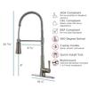 Pfister Zuri Commercial Culinary Kitchen Faucet with Pull Down Sprayer, Single Handle, High Arc, Stainless Steel Finish, LG529MCS view 4