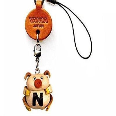 Vanca.com Alphabet Pig N Leather Animal mobile/Cellphone Charm VANCA CRAFT-Collectible Cute Mascot Made in Japan