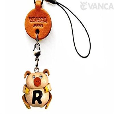 Alphabet Pig R Leather Animal mobile/Cellphone Charm VANCA CRAFT-Collectible Cute Mascot Made in Japan