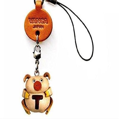 Vanca.com Alphabet Pig T Leather Animal mobile/Cellphone Charm VANCA CRAFT-Collectible Cute Mascot Made in Japan