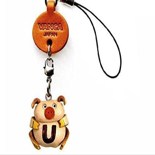Vanca.com Alphabet Pig U Leather Animal mobile/Cellphone Charm VANCA CRAFT-Collectible Cute Mascot Made in Japan