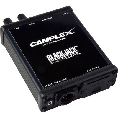 Camplex ATEM Headset Push-to-Talk Belt-Clip Active Adapter with 4-Pin Male XLR to Dual 3.5mm Connector
