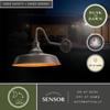 VAXCEL Dorado 12.25 in. H 1-Light Dark Bronze and Light Gold Dusk to Dawn Sensor Farmhouse Outdoor Wall Sconce, Gooseneck Steel Shade, Dark Sky Compliant for Exterior Porch Patio Front Door or Garage view 3