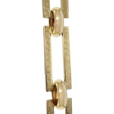 RCH Hardware CH-18-PB-3 Decorative Polished Solid Brass Chain for Hanging, Lighting - Rectangles with Greek Key Design and Unwelded Links (3 ft/1 Yard)