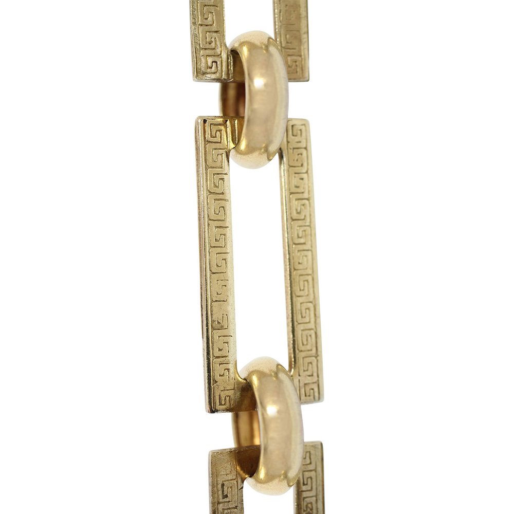 RCH Hardware CH-18-PB-3 Decorative Polished Solid Brass Chain for Hanging, Lighting - Rectangles with Greek Key Design and Unwelded Links (3 ft/1 Yard)