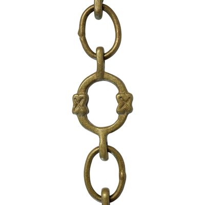 RCH Hardware CH-17-AB-3 Decorative Antique Solid Brass Chain for Hanging, Lighting - Small Round Unwelded Links with X Design (3 ft/1 Yard)