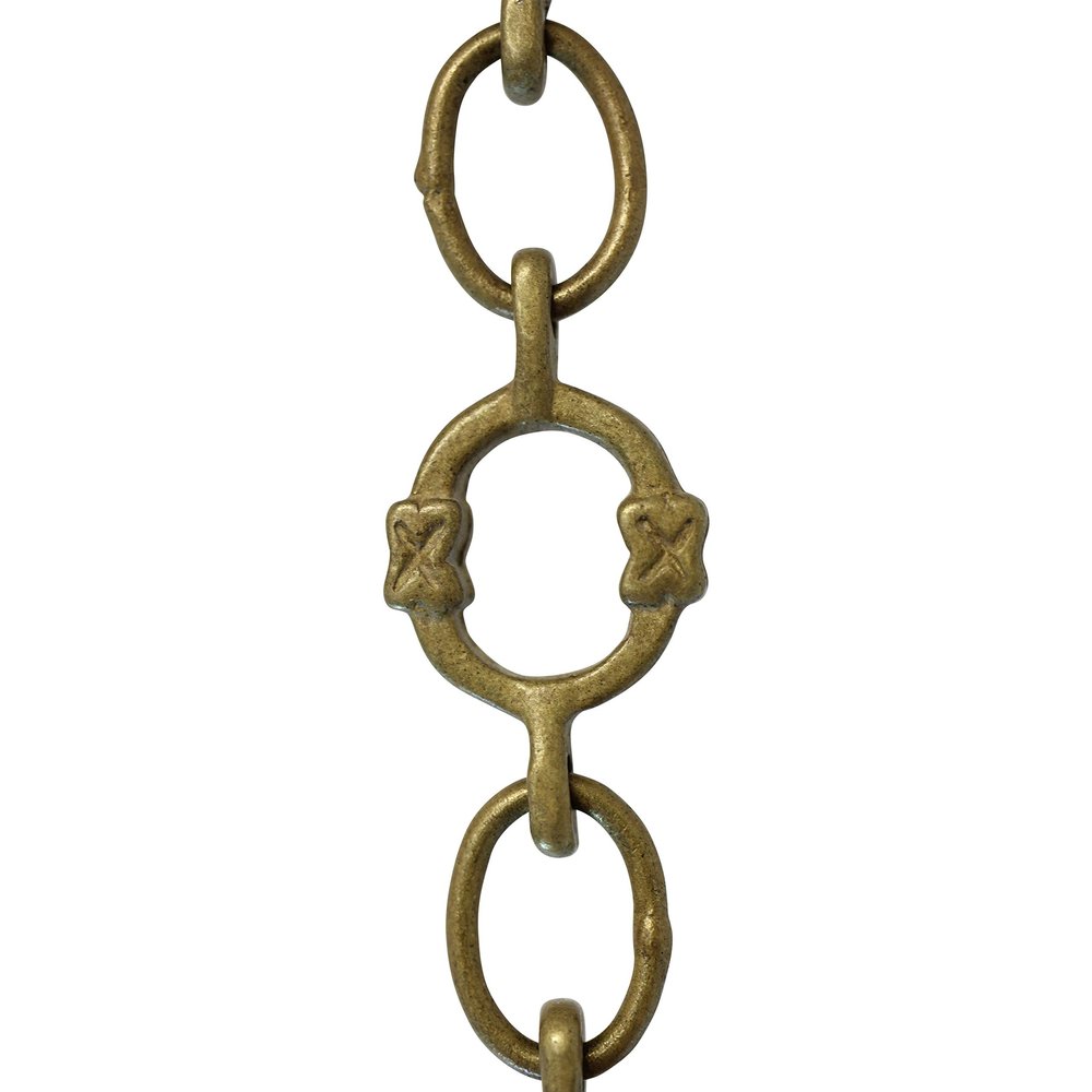 RCH Hardware CH-17-AB-3 Decorative Antique Solid Brass Chain for Hanging, Lighting - Small Round Unwelded Links with X Design (3 ft/1 Yard)