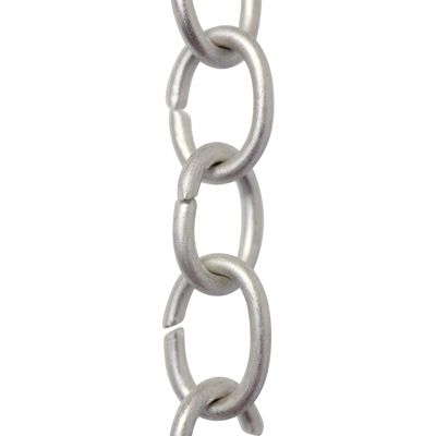 RCH Hardware CH-42-MS-3 Decorative Matte Silver Solid Brass Chain for Hanging, Lighting - Small Oval Wire Unwelded Links (3ft/1 Yard)