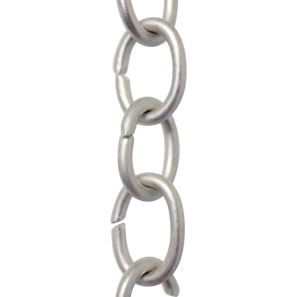 RCH Hardware CH-42-MS-3 Decorative Matte Silver Solid Brass Chain for Hanging, Lighting - Small Oval Wire Unwelded Links (3ft/1 Yard)