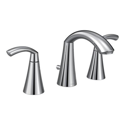 Moen Glyde Chrome Two-Handle 8-Inch Widespread High Arc Modern Bathroom Sink Faucet, Valve Required, T6173