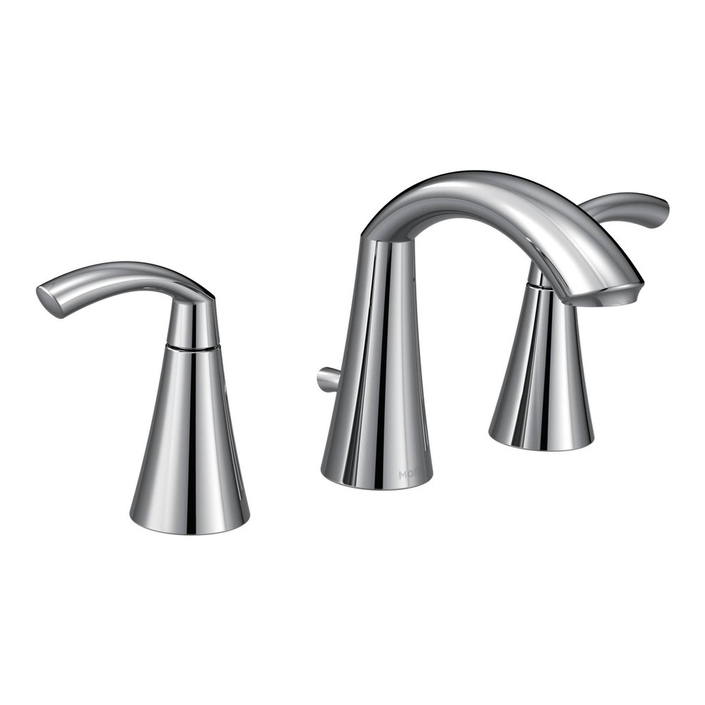 Moen Glyde Chrome Two-Handle 8-Inch Widespread High Arc Modern Bathroom Sink Faucet, Valve Required, T6173