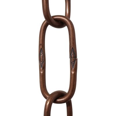 RCH Hardware CH-S58-40-AC-3 | 6 Gauge Decorative Solid Steel Spanish Link Fixture Chain | 3 Foot Increments |Antique Copper Finish