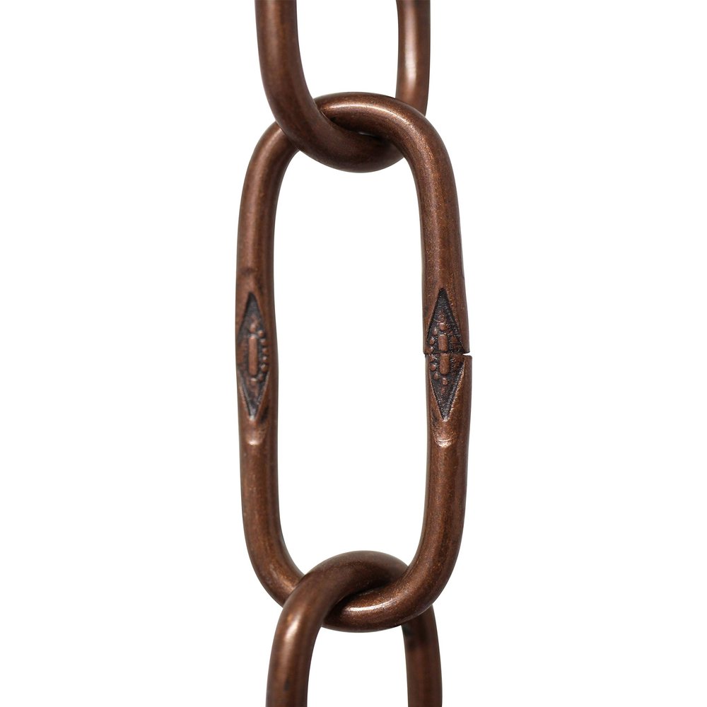 RCH Hardware CH-S58-40-AC-3 | 6 Gauge Decorative Solid Steel Spanish Link Fixture Chain | 3 Foot Increments |Antique Copper Finish