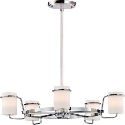 Maxim Lighting Avant 5-Light Chandelier | Polished Chrome Steel Finish | Satin White Wire Glass Shade | Contemporary Indoor Light Fixture | Ideal for Dining Rooms & Entryways | Dimmable | 22027SWPC