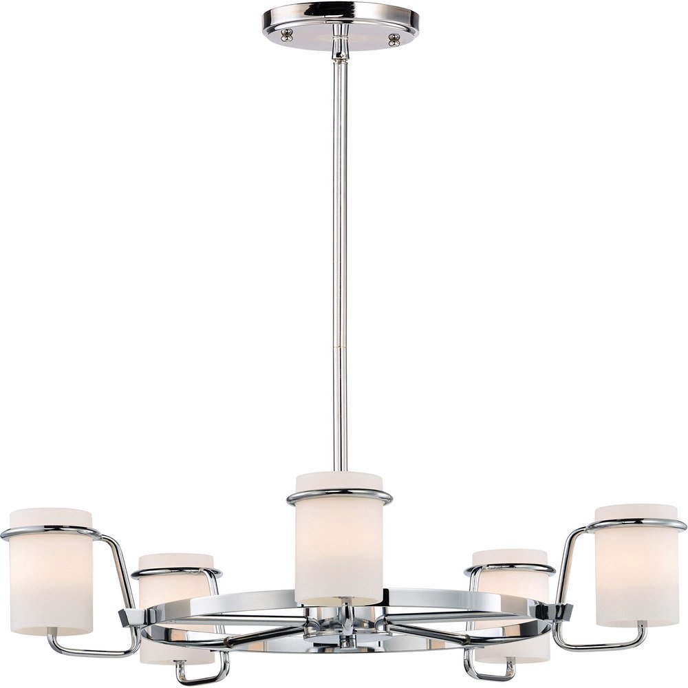 Maxim Lighting Avant 5-Light Chandelier | Polished Chrome Steel Finish | Satin White Wire Glass Shade | Contemporary Indoor Light Fixture | Ideal for Dining Rooms & Entryways | Dimmable | 22027SWPC