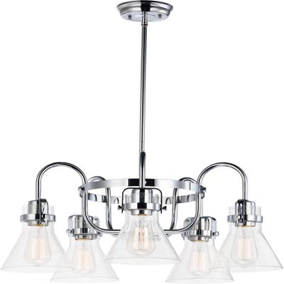 Maxim Lighting Seafarer 5-Light Chandelier | Polished Chrome Steel Finish | Seedy Wire Glass Shade | Industrial Indoor Light Fixture | Ideal for Dining Rooms & Entryways | Dimmable | 26117CDPC