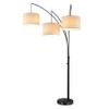 Brightech Trilage Arc Floor Lamp - Large Standing Lamp with 3 Fabric Shades & LED Bulbs for Living Room Over the Sofa, Reading, Multi-Head Traditional Tree Floor Lamp for Bedroom - Black view 1