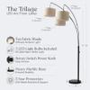 Brightech Trilage Arc Floor Lamp - Large Standing Lamp with 3 Fabric Shades & LED Bulbs for Living Room Over the Sofa, Reading, Multi-Head Traditional Tree Floor Lamp for Bedroom - Black view 3