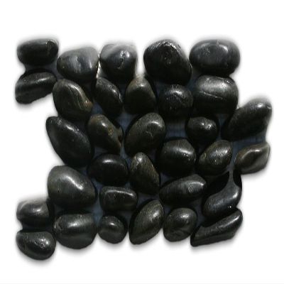 CNK Tile Polished Black Standing Pebble Tile - 4" x 12" Handcrafted Natural Stone for Bathroom Kitchen Shower Backsplash Wall Decor - Seamless Interlocking Design Durable Easy Installation - Pack of 1