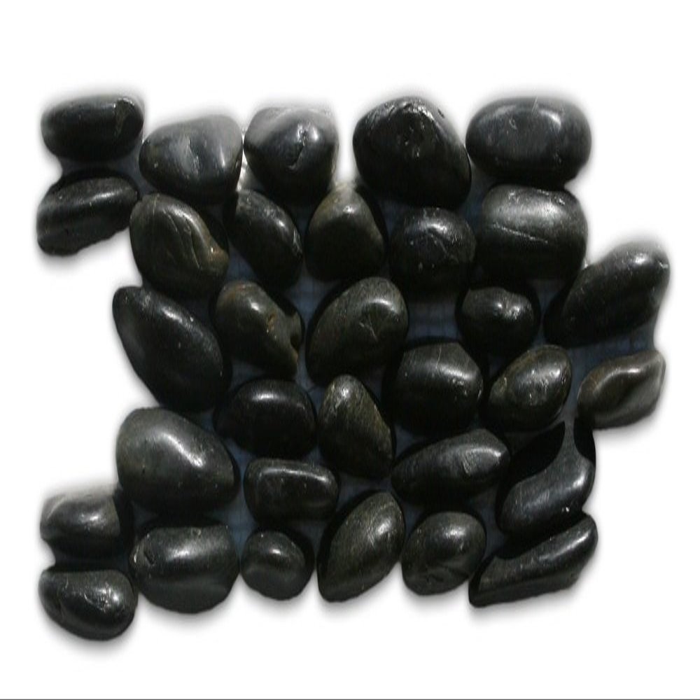 CNK Tile Polished Black Standing Pebble Tile - 4" x 12" Handcrafted Natural Stone for Bathroom Kitchen Shower Backsplash Wall Decor - Seamless Interlocking Design Durable Easy Installation - Pack of 1