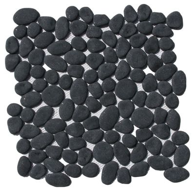 CNK Tile Primo Black Pebble Tile - 12" x 12" Polished Natural Stone for Bathroom Kitchen Backsplash Floor and Wall Decor - Durable Slip-Resistant Easy Installation Modern Aesthetic - Pack of 1