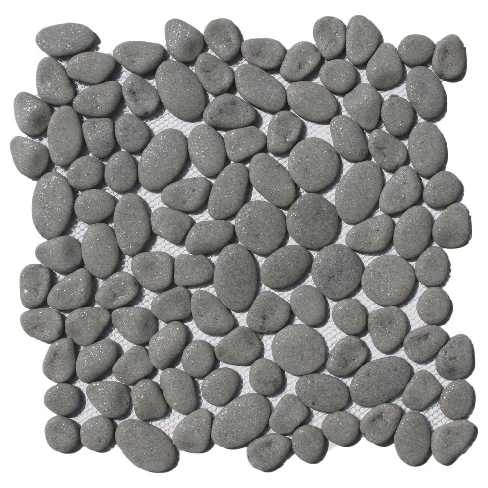 CNK Tile Milas Lilac XL Jumbo Sliced Pebble Tile - 12" x 12" Polished Natural Stone for Bathroom Kitchen Backsplash and Landscaping - Durable Weather-Resistant Easy Maintenance - Pack of 1