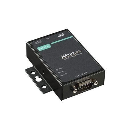 MOXA NPort 5110-T - 1 Port Serial Device Server, 10/100 Ethernet, RS232, DB9 Male, -40 to 75C Operating Temperature- Without Power Adapter