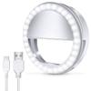 Meifigno Selfie Ring Light, [Rechargeable] with 36 LED Lights, 3-Level Adjustable Brightness Clips On Phone Ring Light Compatible with iPhone 16 15 14 13 12 11 Plus Pro Max iPad Laptop Samsung, White view 1