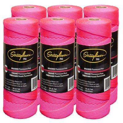 Stringliner Braided Mason Line Replacement Roll Contractor Pack 1,000' - Pink (6 Pack) - SL35762CPK, 1000'