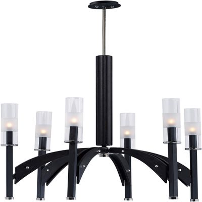 Maxim 39516CLBKWE Merge Chandelier, 6-Light LED 240 Watts, 28"H x 29"W, Black / Wenge