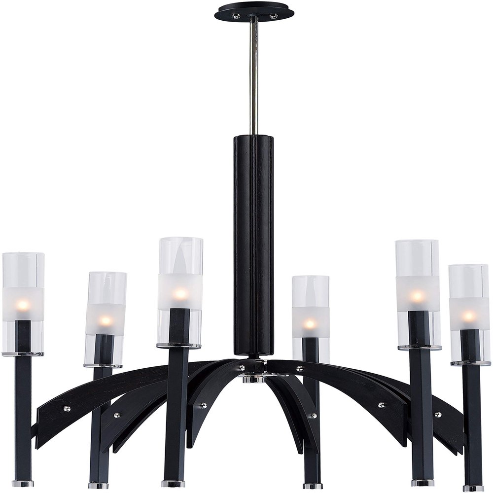 Maxim 39516CLBKWE Merge Chandelier, 6-Light LED 240 Watts, 28"H x 29"W, Black / Wenge