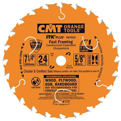 CMT P07024-X10 ITK Plus Fast Framing Saw Blade with 7-1/4 x 24 Teeth, 10-Degree ATB Shear and 5/8-Inch Bore, 10-Pack