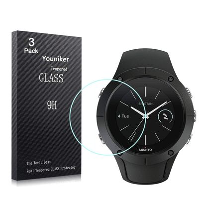 Youniker 3 Pack Compatible with Suunto Spartan Trainer Wrist HR Screen Protector Tempered Glass for Spartan Trainer Wrist HR Smart Watch Screen Protectors Foils Glass Anti-Scratch