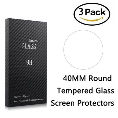 Youniker 3 Pack Universal Round Watch Screen Protector Tempered Glass, 40mm Generic Watch Screen Protector Foils Glass 9H Hardness 0.3MM Slim, Anti-Scratch, Anti-Fingerprint, Bubble Free (40MM)