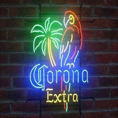 Eletina New 20"x16" CORONAS PARROT EXTRA PALM TREE Neon Sign Man Cave Signs Sports Bar Pub Beer Neon Lights Lamp Glass Neon Light KC08,Multi-colored,HHEE-002