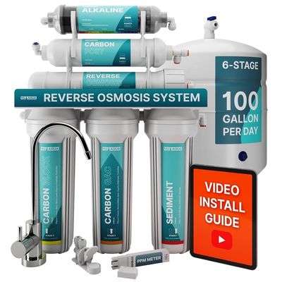 NU Aqua 6-Stage Alkaline Under Sink Reverse Osmosis Water Filter System RO