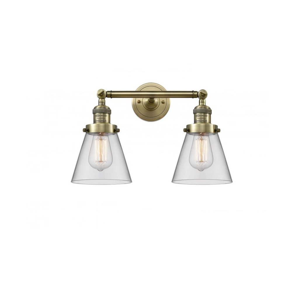 Innovations 208-AB-G62-LED 2 Light Vintage Dimmable LED Bathroom Fixture, Antique Brass
