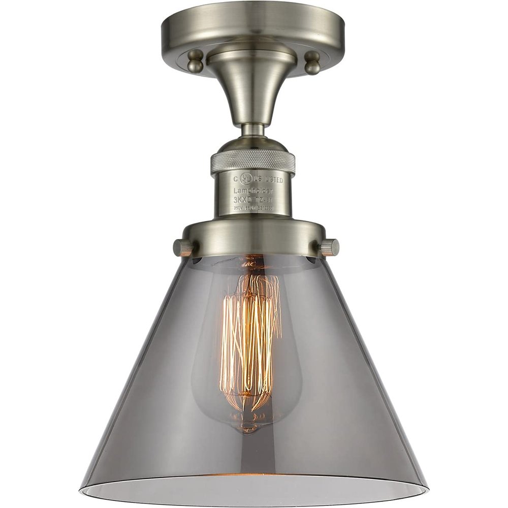 Innovations 517-1CH-SN-G43-LED 1 Light Vintage Dimmable LED Semi-Flush Mount, Brushed Satin Nickel