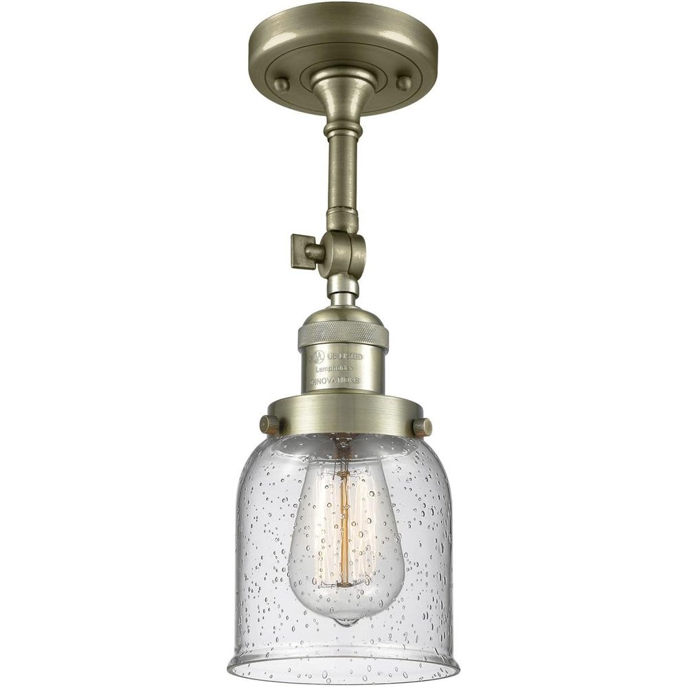 Innovations 201F-AB-G54 1 Light Semi-Flush Mount, Antique Brass