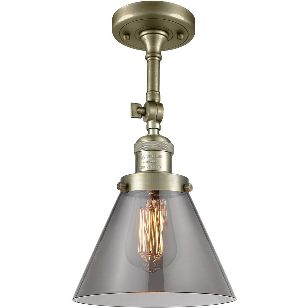 Innovations INNO201F-AB-G43-LED LED Semi-Flush Mount, Antique Brass